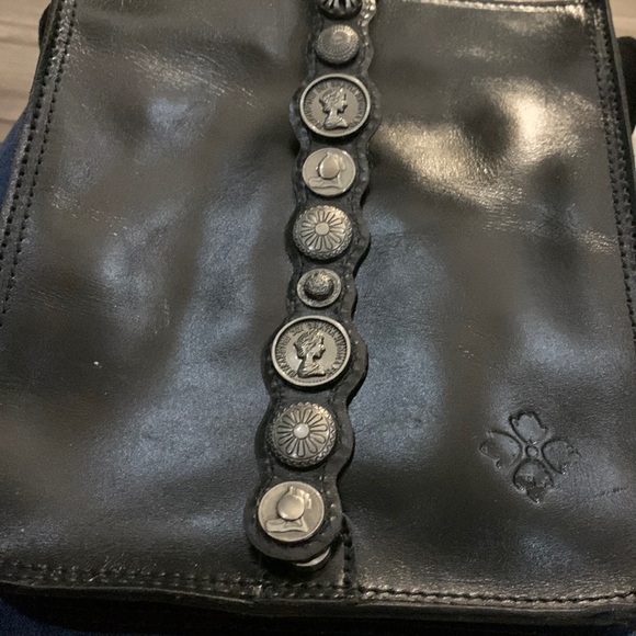 Patricia Nash black leather cross over bag with adjustable shoulder strap. - Picture 1 of 7